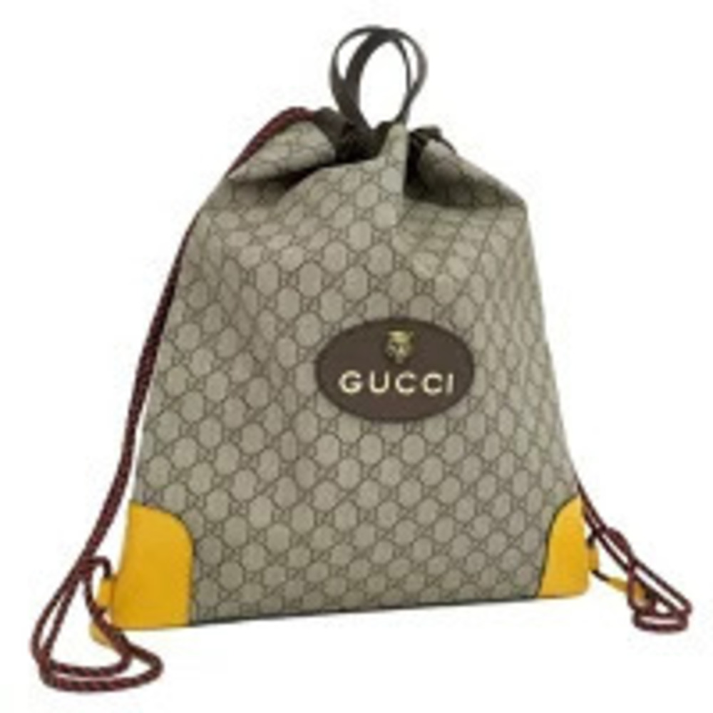 Gucci GG Supreme Drawstring Backpack Beige Cream